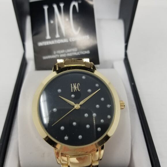 INC. International Concepts New in Box Jet Pearl Gold Bracelot Watch MSRP $59 - Picture 2 of 10